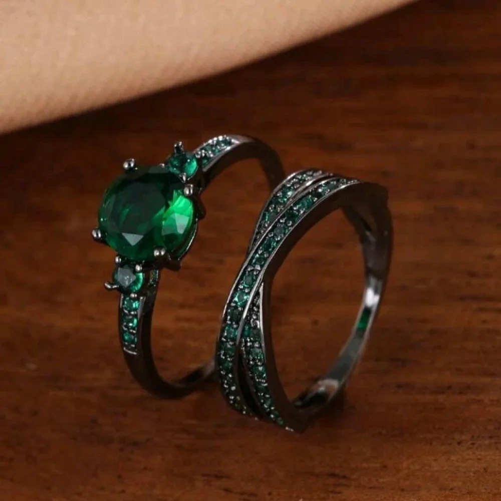 2pcs Cubic Zirconia Decor Ring